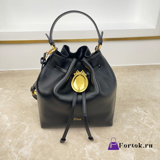 Fortok Dior Bucket Bag Black Cowhide 24 * 27 * 12.5cm - 1