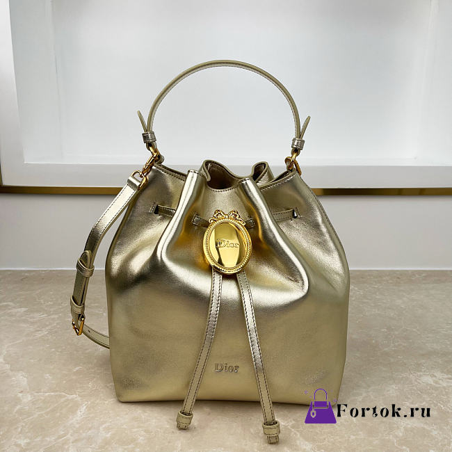 Fortok Dior Bucket Bag Cowhide Metallic Gold 24 * 27 * 12.5cm - 1