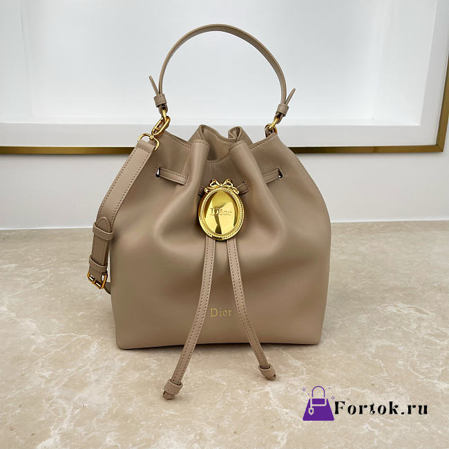 Fortok Dior Bucket Bag Beige Cowhide 24 * 27 * 12.5cm - 1