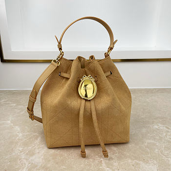 Fortok Dior Bucket Bag Suede Brown 24 * 27 * 12.5cm