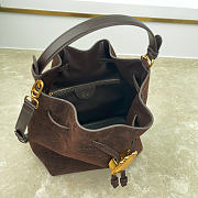 Fortok Dior Bucket Bag Suede Dark Brown 24 * 27 * 12.5cm - 2
