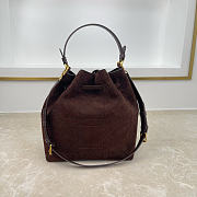 Fortok Dior Bucket Bag Suede Dark Brown 24 * 27 * 12.5cm - 3