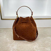 Fortok Dior Bucket Bag Suede Cognac Brown 24 * 27 * 12.5cm - 3