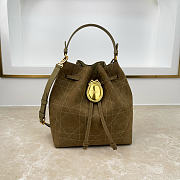 Fortok Dior Bucket Bag Suede Olive Tuape 24 * 27 * 12.5cm - 1