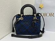 Fortok Dior Medium Lady Dior Bag Two-Tone Blue Black Woven Calfskin 24x21x12cm - 1