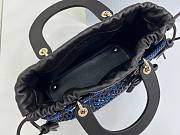 Fortok Dior Medium Lady Dior Bag Two-Tone Blue Black Woven Calfskin 24x21x12cm - 5