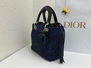 Fortok Dior Medium Lady Dior Bag Two-Tone Blue Black Woven Calfskin 24x21x12cm - 2