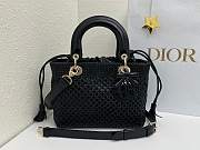 Fortok Dior Medium Lady Dior Bag Black Woven Calfskin 24x21x12cm - 1