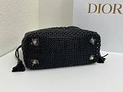 Fortok Dior Medium Lady Dior Bag Black Woven Calfskin 24x21x12cm - 6