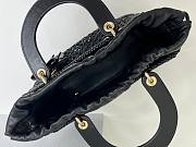 Fortok Dior Medium Lady Dior Bag Black Woven Calfskin 24x21x12cm - 3