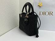 Fortok Dior Medium Lady Dior Bag Black Woven Calfskin 24x21x12cm - 2