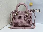 Fortok Dior Medium Lady Dior Bag Pink Woven Calfskin 24x21x12cm - 1