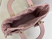 Fortok Dior Medium Lady Dior Bag Pink Woven Calfskin 24x21x12cm - 6