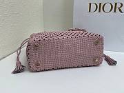 Fortok Dior Medium Lady Dior Bag Pink Woven Calfskin 24x21x12cm - 5