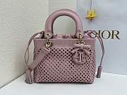 Fortok Dior Medium Lady Dior Bag Pink Woven Calfskin 24x21x12cm - 3