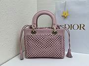 Fortok Dior Medium Lady Dior Bag Pink Woven Calfskin 24x21x12cm - 2