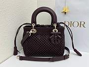 Fortok Dior Medium Lady Dior Bag Burgundy Woven Calfskin 24x21x12cm - 1