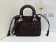Fortok Dior Medium Lady Dior Bag Burgundy Woven Calfskin 24x21x12cm - 5