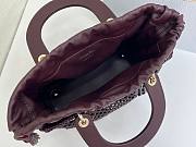 Fortok Dior Medium Lady Dior Bag Burgundy Woven Calfskin 24x21x12cm - 4