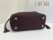 Fortok Dior Medium Lady Dior Bag Burgundy Woven Calfskin 24x21x12cm - 3