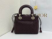 Fortok Dior Medium Lady Dior Bag Burgundy Woven Calfskin 24x21x12cm - 2
