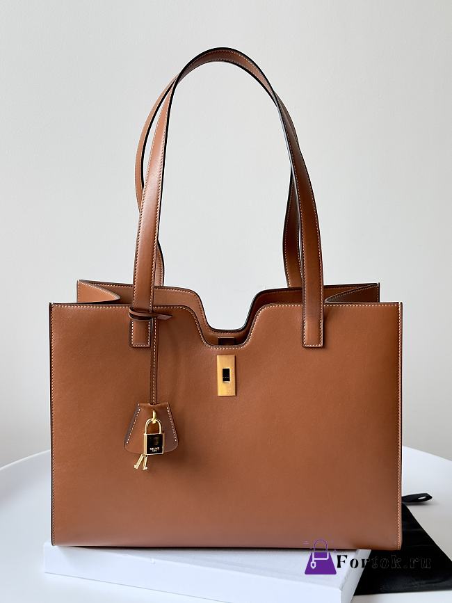 Fortok Celine Cabas 16 Leather Tote Tan Calfskin 37x29x12cm - 1