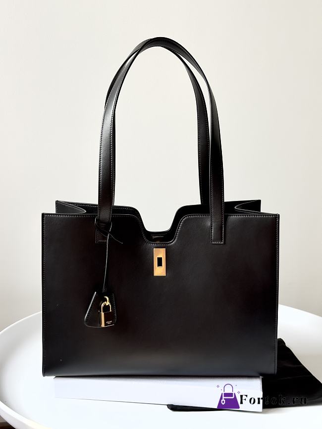 Fortok Celine Cabas 16 Leather Tote Black Calfskin 37x29x12cm - 1