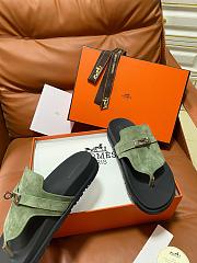 Fortok Hermès Empire Sandals Green Suede  - 5
