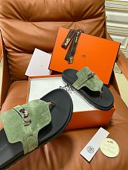 Fortok Hermès Empire Sandals Green Suede  - 4