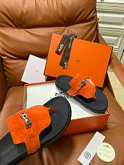 Fortok Hermès Empire Sandals Orange Suede  - 5