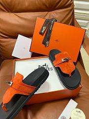 Fortok Hermès Empire Sandals Orange Suede  - 3