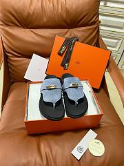 Fortok Hermès Empire Sandals Light Blue Suede  - 1