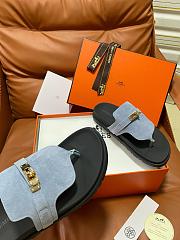 Fortok Hermès Empire Sandals Light Blue Suede  - 2