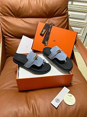 Fortok Hermès Empire Sandals Light Blue Suede  - 3