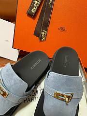 Fortok Hermès Empire Sandals Light Blue Suede  - 5