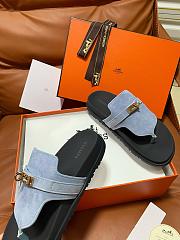 Fortok Hermès Empire Sandals Light Blue Suede  - 6
