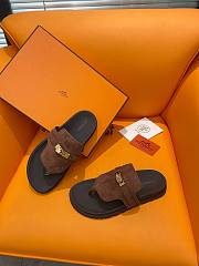 Fortok Hermès Empire Sandals Dark Brown Suede  - 2