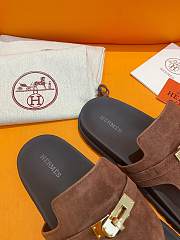 Fortok Hermès Empire Sandals Dark Brown Suede  - 3