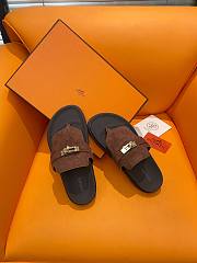 Fortok Hermès Empire Sandals Dark Brown Suede  - 4