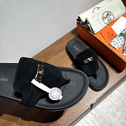 Fortok Hermès Empire Sandals Black Suede  - 6