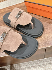 Fortok Hermès Empire Sandals Light Brown Suede  - 6