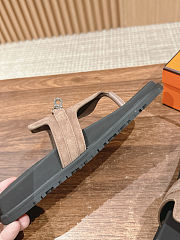 Fortok Hermès Empire Sandals Light Brown Suede  - 4