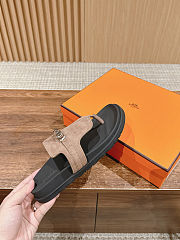 Fortok Hermès Empire Sandals Light Brown Suede  - 2