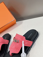 Fortok Hermès Empire Sandals Coral Pink Suede  - 6