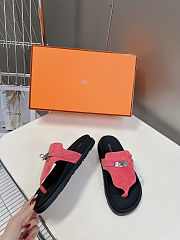 Fortok Hermès Empire Sandals Coral Pink Suede  - 4