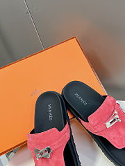 Fortok Hermès Empire Sandals Coral Pink Suede  - 5