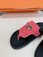 Fortok Hermès Empire Sandals Coral Pink Suede  - 2