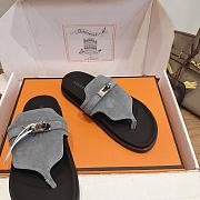 Fortok Hermès Empire Sandals Grey Suede  - 6