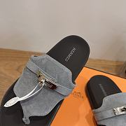 Fortok Hermès Empire Sandals Grey Suede  - 3