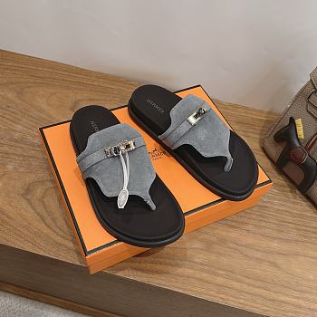 Fortok Hermès Empire Sandals Grey Suede 
